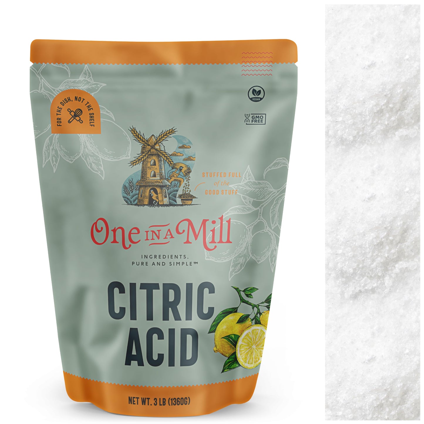 ONE IN A MILL Citric Acid Powder Food Grade 3LB for Cooking, Baking, and Cleaning
