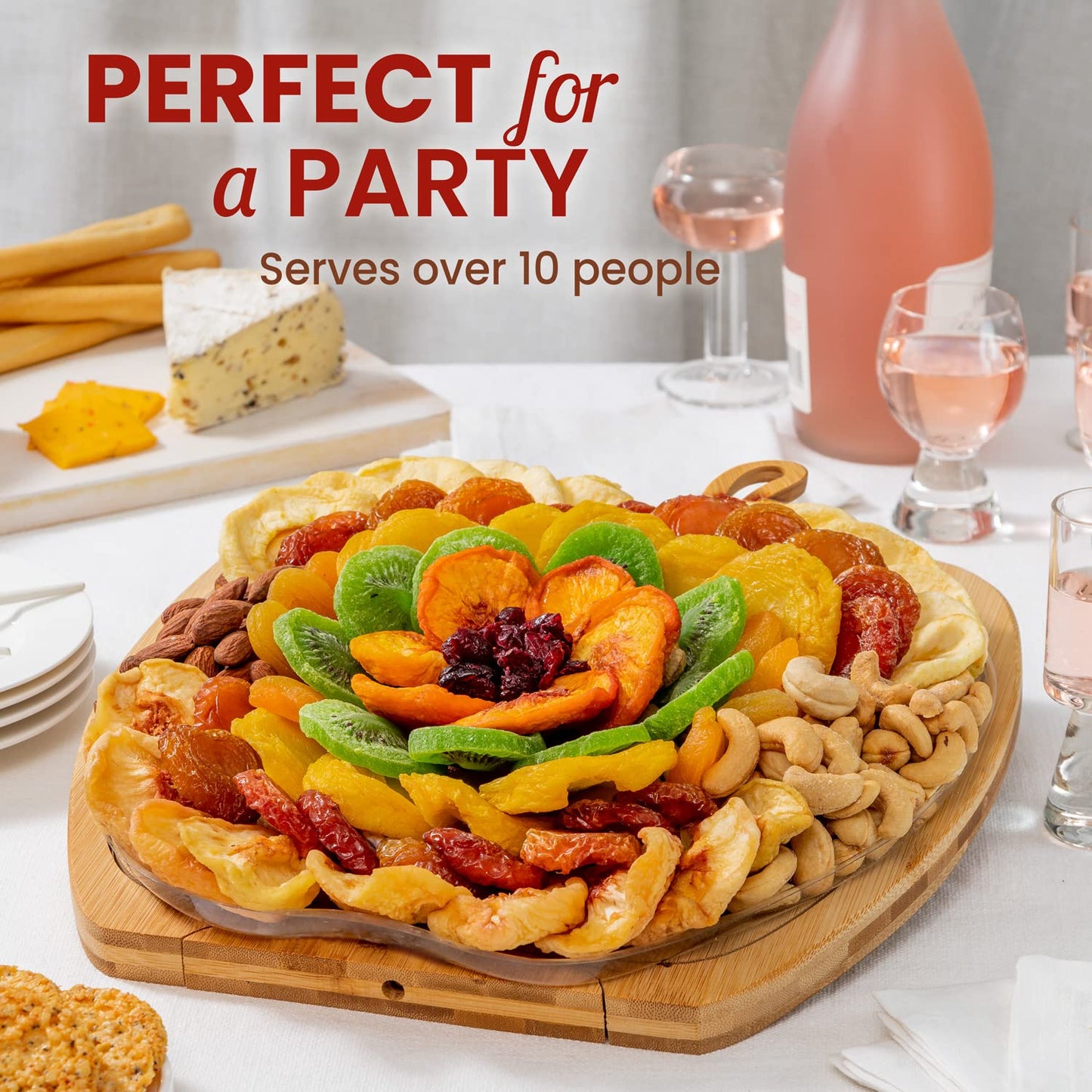 BONNIE AND POP Dried Fruit and Nut Gift Basket - Extra Large Variety Snack Tray - Cream Box