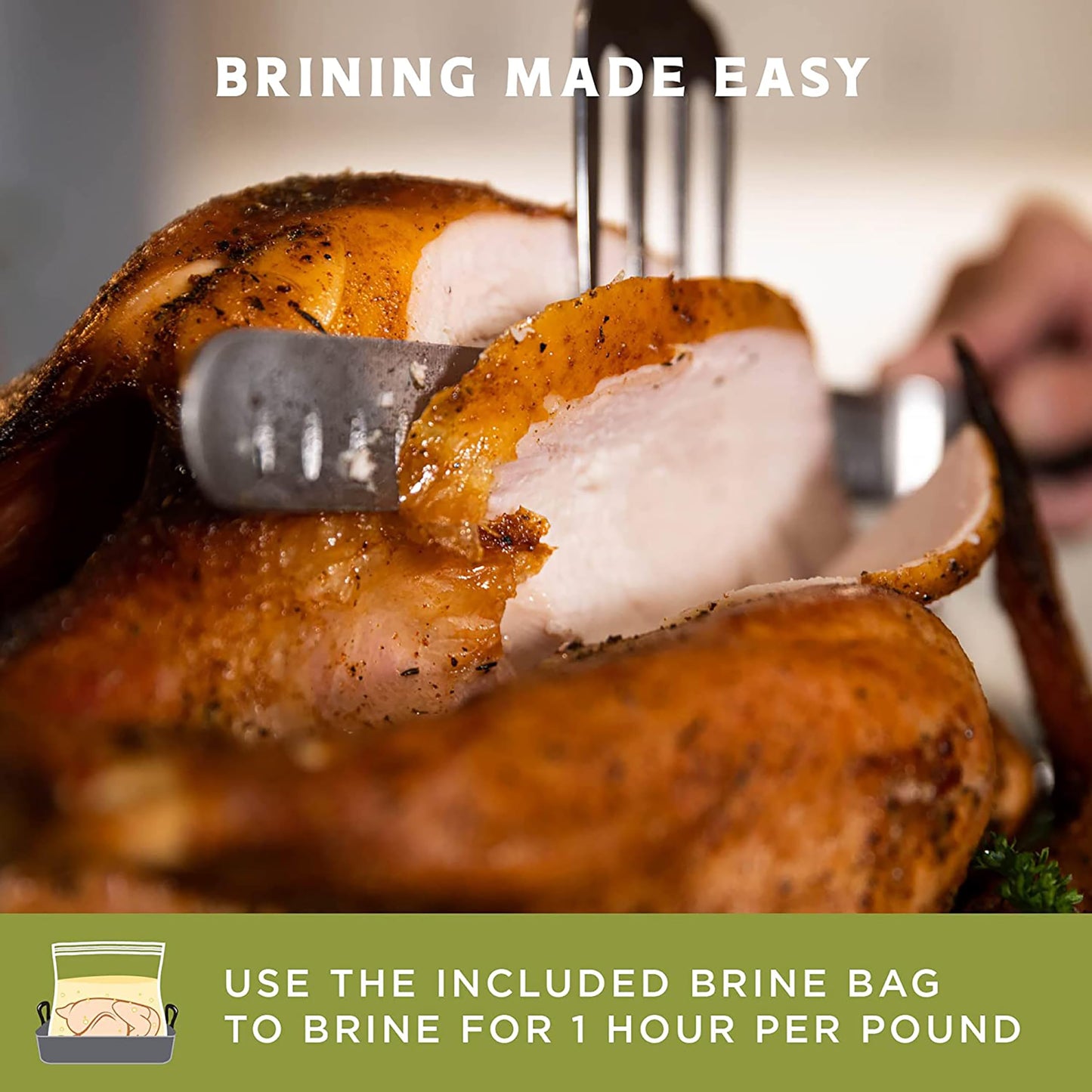 Fire & Flavor Apple Sage Turkey Perfect Brine - Turkey Brine Kit with Bag for Roasting  Grilling  smoky aroma  and Frying - Brining Seasonings for Cooking and Turkey Brine Bag - Turkey Brine and Rub Kit