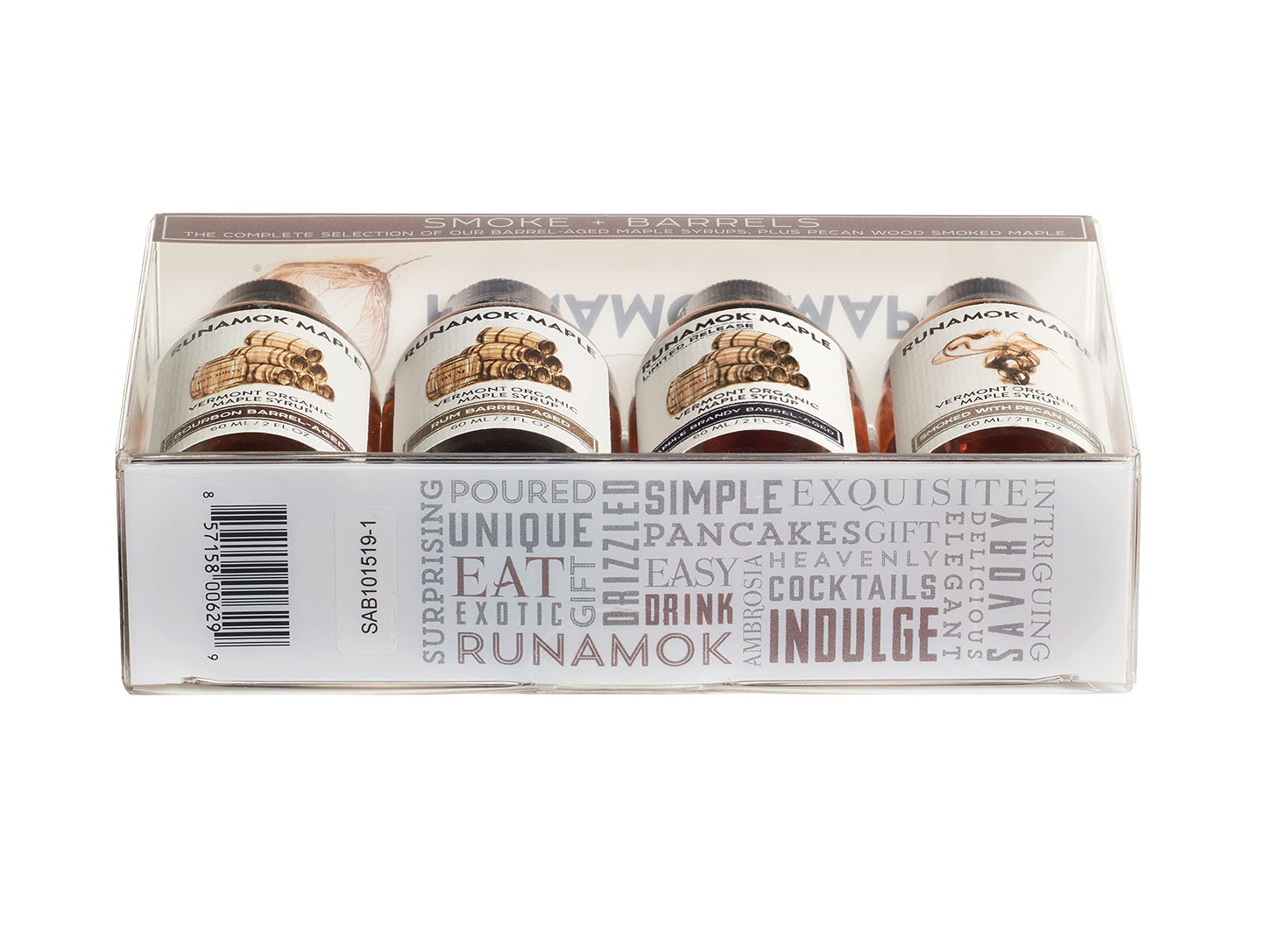 Runamok Organic Maple Syrup Sampler - Smoke & Barrels Collection - 2 oz (4 count) - Unique Smoked & Barrel Aged Maple Syrup