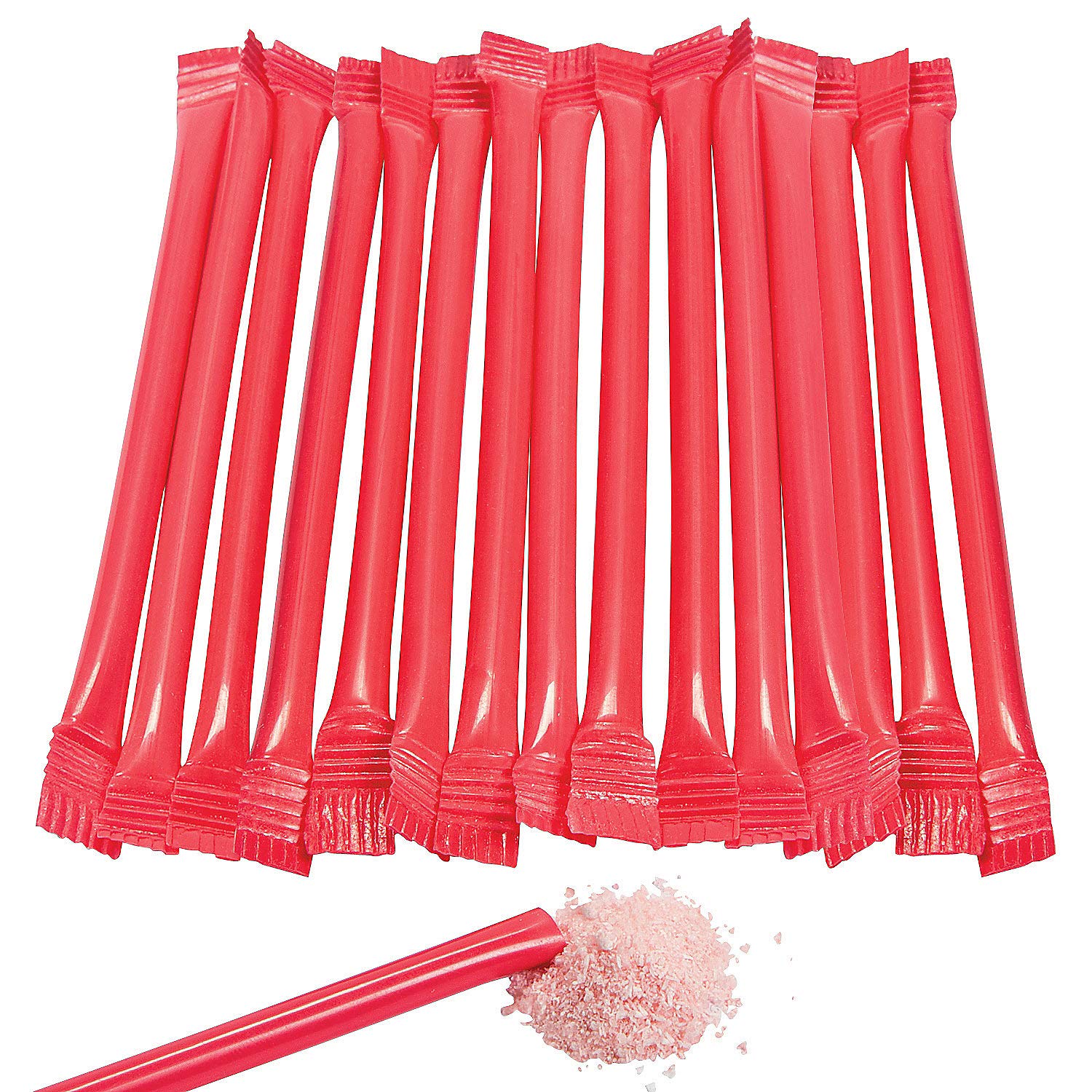 Candy Filled Straws Powder Sticks - Bulk Set of 240 - Party, Gender Reveal, Wedding and Buffet Candy (Red)