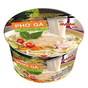MAMA Pho Ga Instant Chicken Soup Bowl Noodle In Vietnamese Style, Silky-smooth, Chewy Rice Noodles With Piping Hot Aromatic Soup