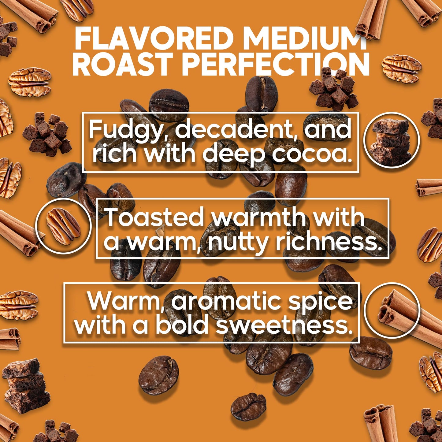 Sarasota Coffee Whole Bean Cinnamon Pecan Brownie | Medium Roast Gourmet Flavored Coffee Beans | Low Acid, Mold Free, Specialty