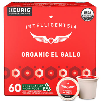 Intelligentsia Coffee K-Cup Pods, Light Roast, Organic El Gallo, 60 Count (6 Boxes of 10 Pods)