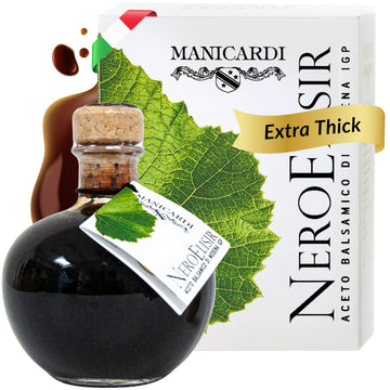 MANICARDI Dense Traditional Balsamic Vinegar of Modena PGI - Extra Thick Italian Black Elisir Perfect for Snacks, Pasta, Vegetab
