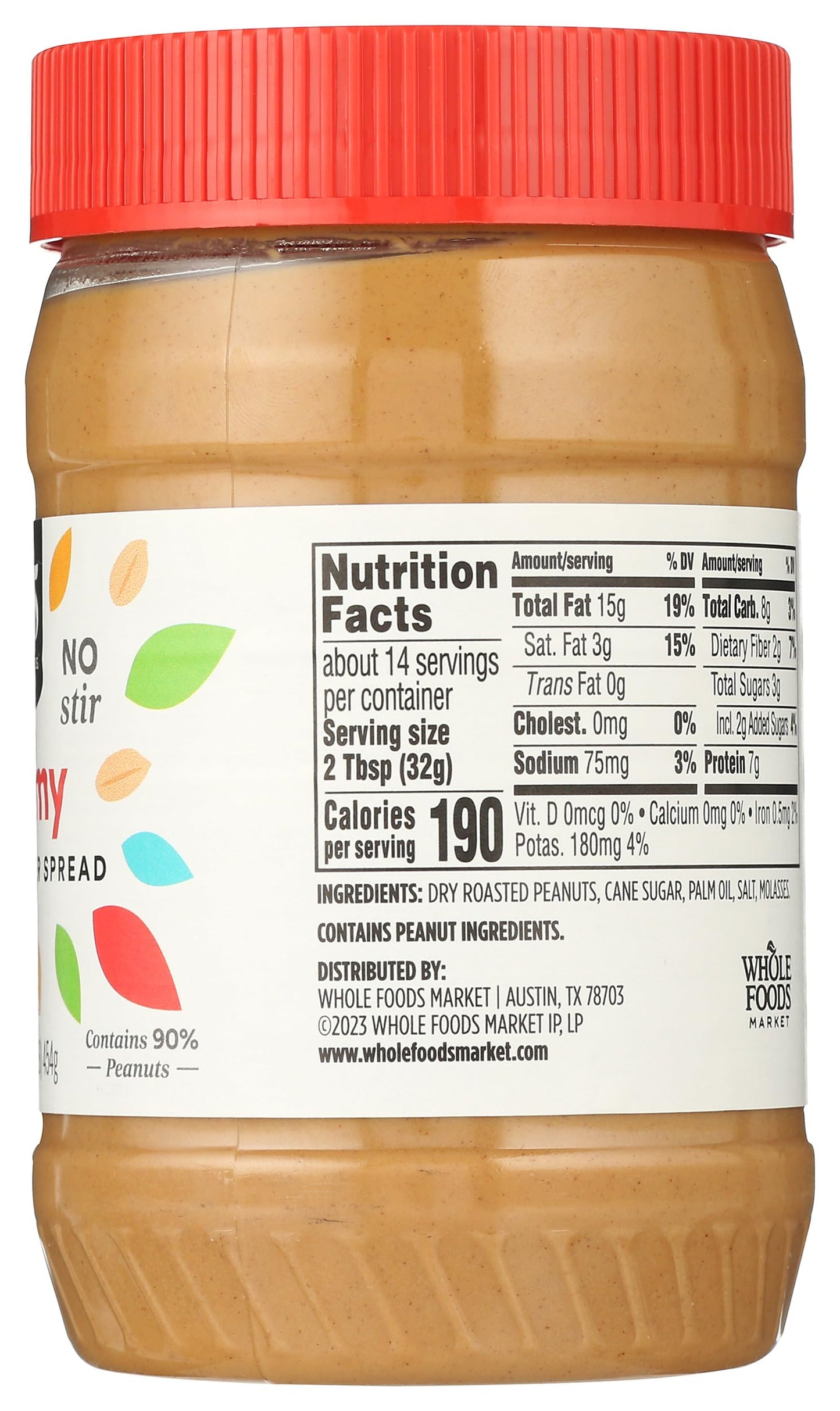 365 by Whole Foods Market, Creamy Peanut Butter Spread, No Stir, 16 Ounce