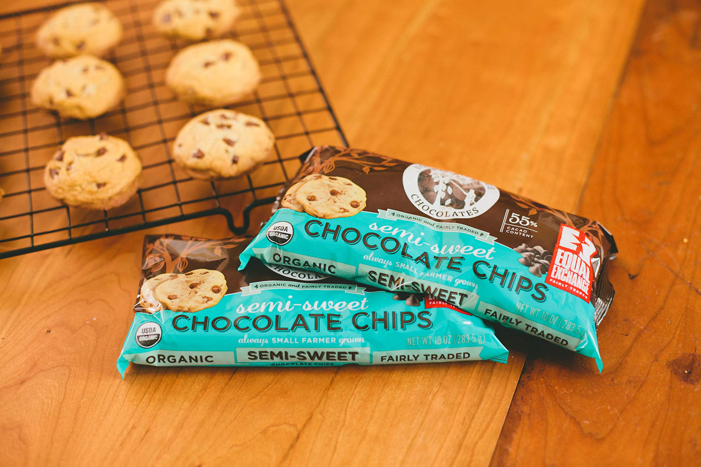 Equal Exchange Organic Chocolate Chips | Semi-Sweet | 55% Cacao | 10 Ounce (Pack Of 12)