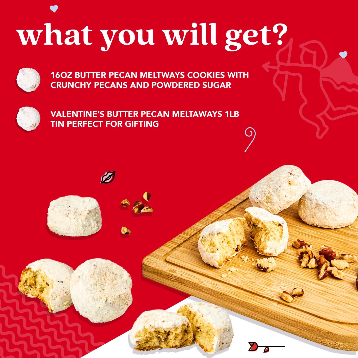 Davids Cookies Butter Pecan Meltaways – 16Oz – 1Lb Love Tin – Premium Ingredients