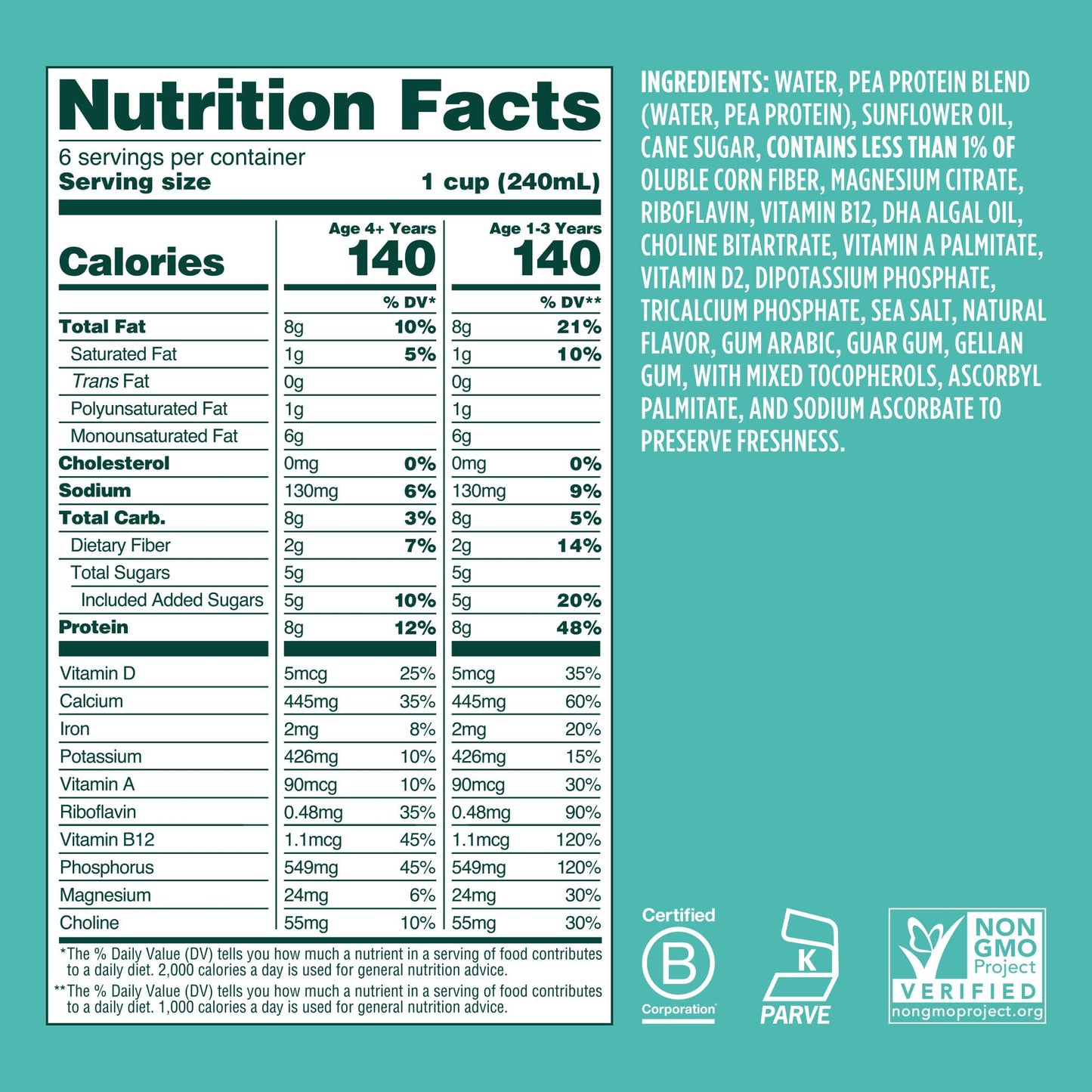 Ripple 32 oz Plant Based Milk 8g of Quality Sourced Pea Protein, Calcium Rich | Shelf Stable | Vegan & Non GMO Certified | Dairy