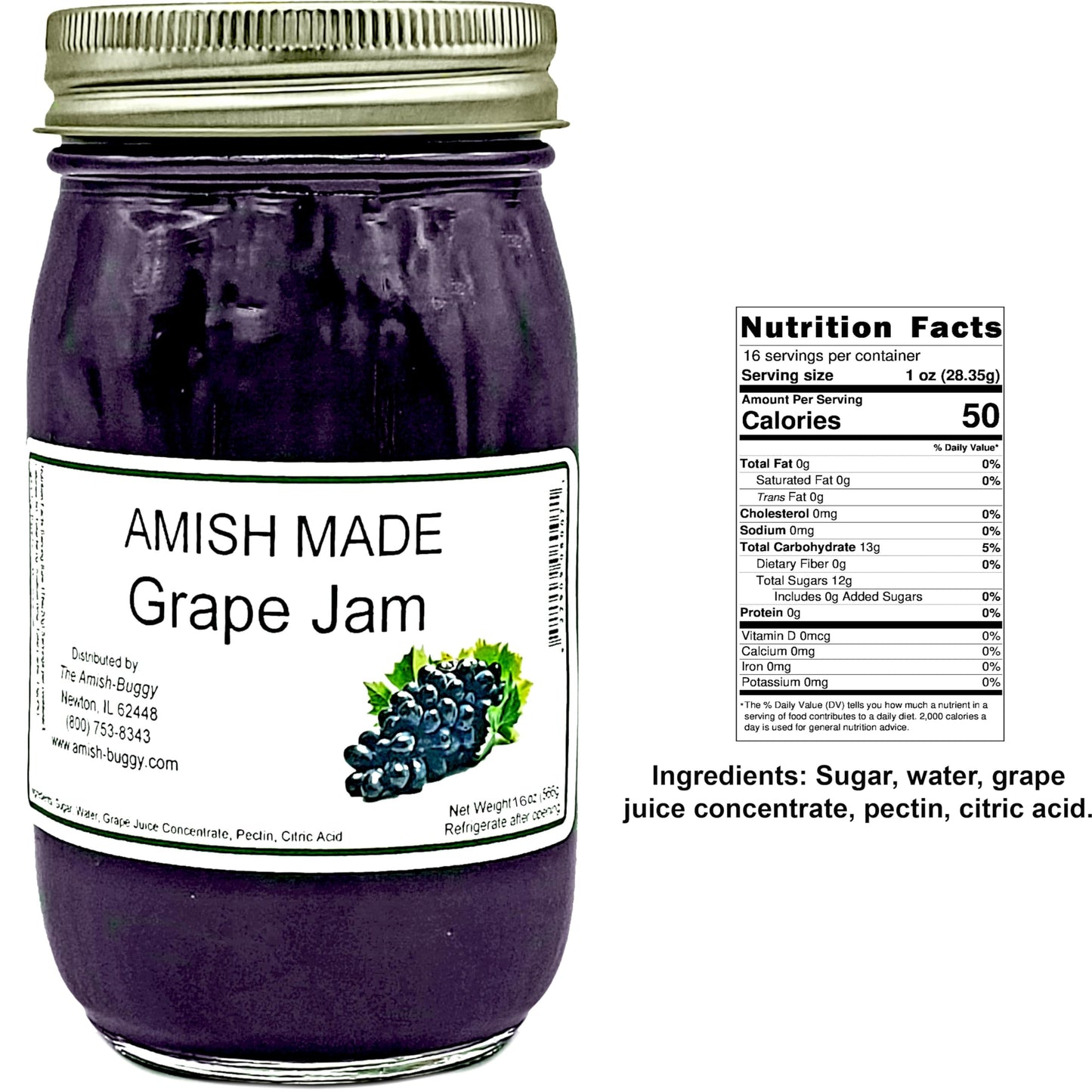 Amish Grape Jam - Two 16 Oz Jars