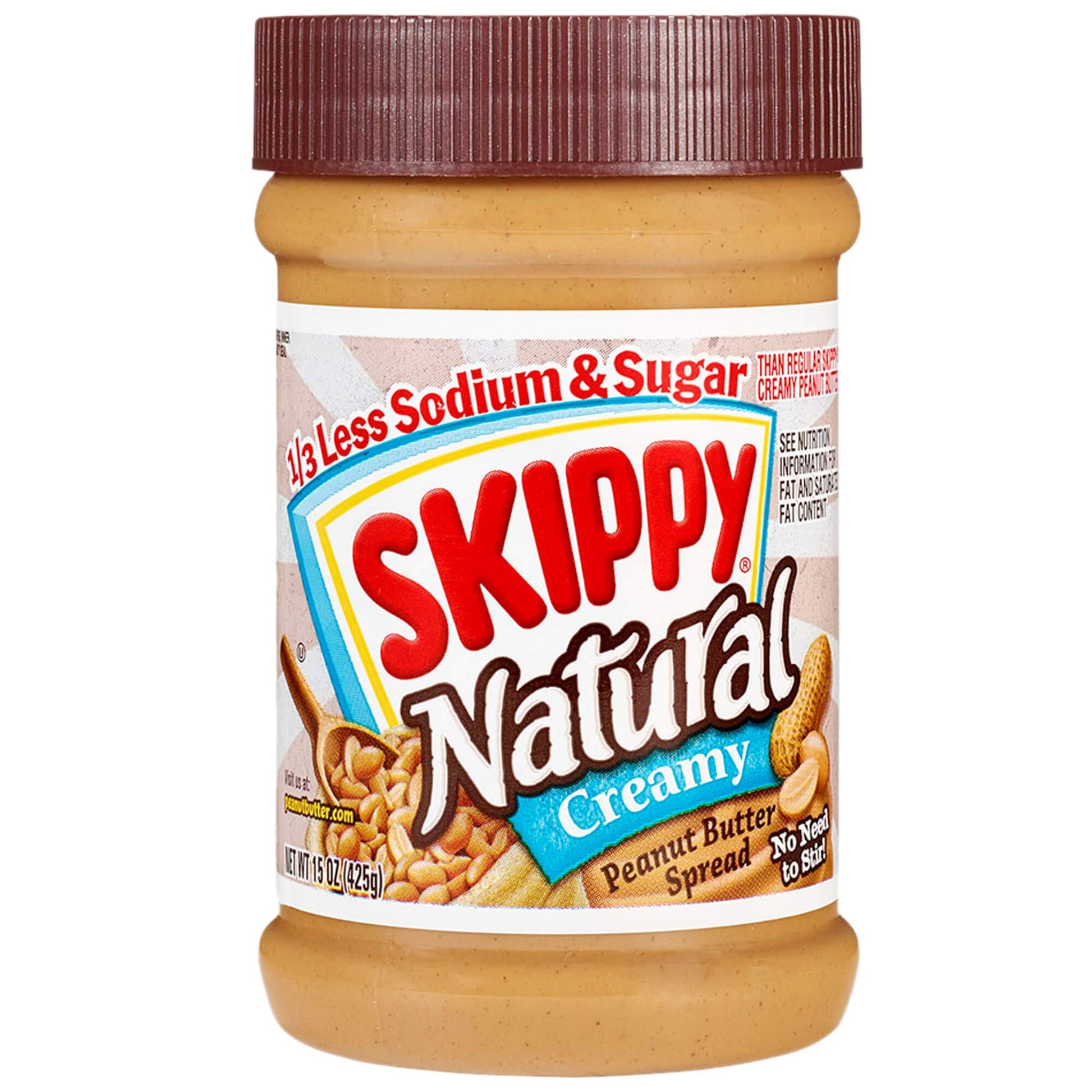 SKIPPY Natural Creamy Peanut Butter, Reduced Sugar & Sodium, 15 Ounce (Pack of 12)