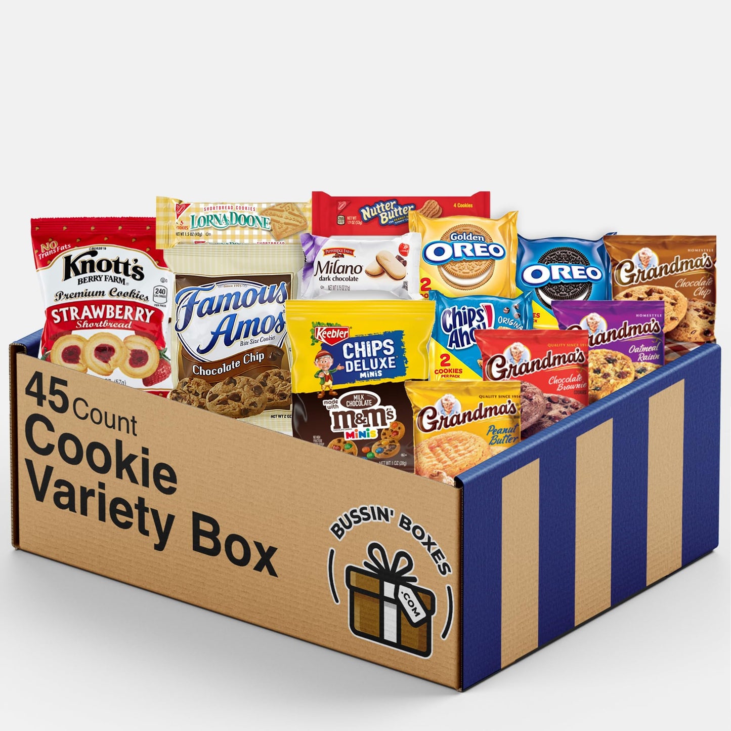 Cookie Variety Pack - Individually Wrapped Bulk Cookies (45 Count) By Bussin Boxes