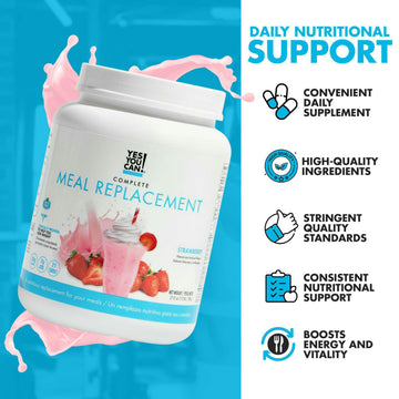 Yes You Can! Meal Replacement Shake - 30 Servings, 20g Protein, 22 Vitamins & Minerals, Strawberry Flavor