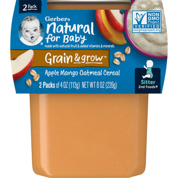 Gerber Natural For Baby 2Nd Foods Apple Mango Oatmeal Cereal (Pack Of 4)