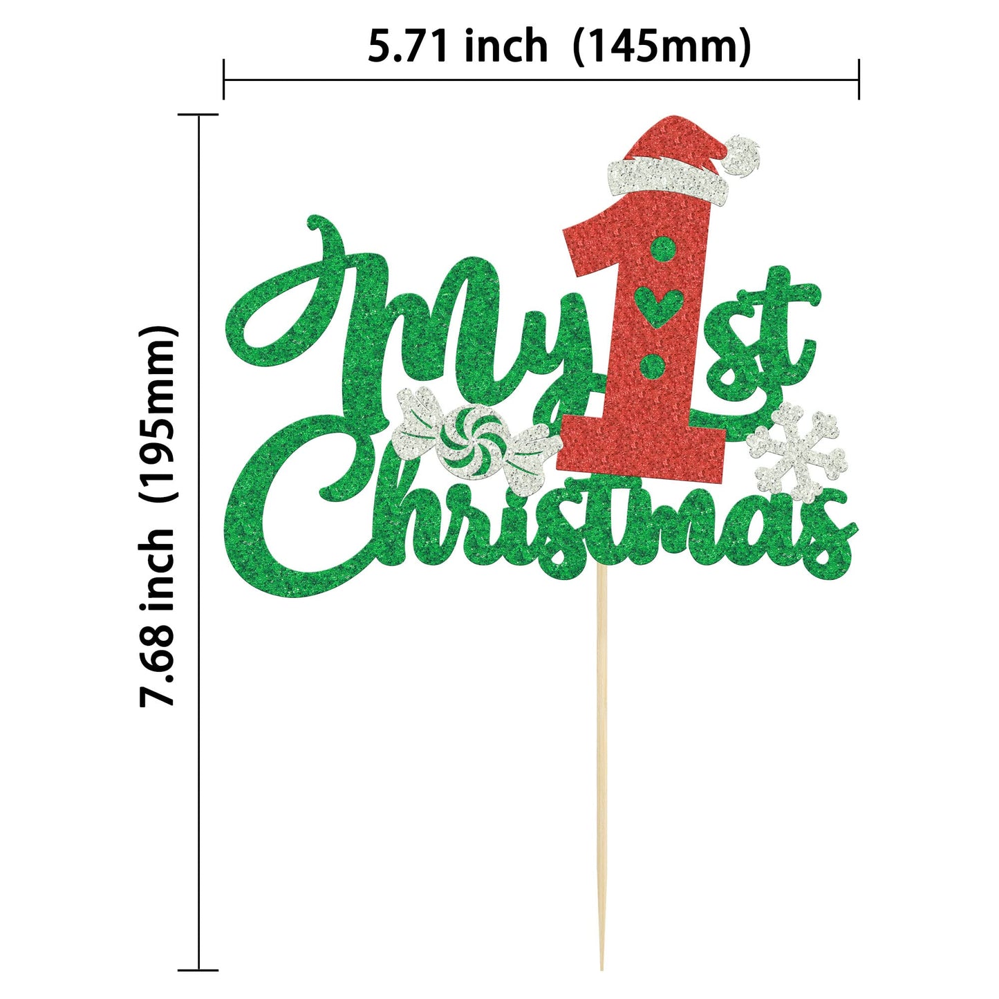 Gyufise 1 Pack My First Christmas Cake Topper With Glitter Christmas Hat Number 1 First Birthday Cupcake Picks Decorations For X