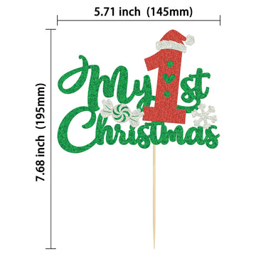Gyufise 1 Pack My First Christmas Cake Topper With Glitter Christmas Hat Number 1 First Birthday Cupcake Picks Decorations For X