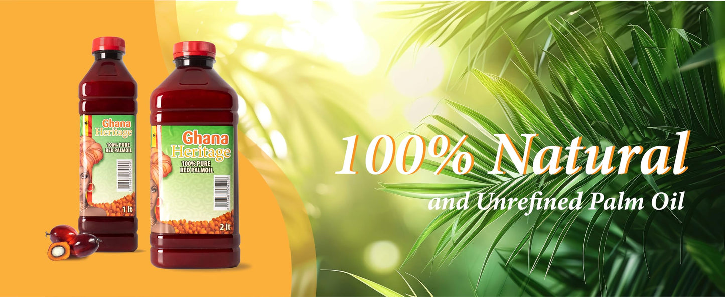 GHANA HERITAGE 100% Red Palm Oil – Pure African Palm Fruit Oil for Cooking – 500 ml Bottle