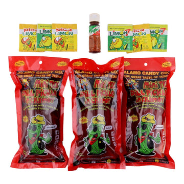 Chamoy Pickle Kit With Tajin, Lemon & Lime By Happy Packs | Pepinillos Con Chamoy | Includes 3 Chamoy Pickles | Mexican Candy Va