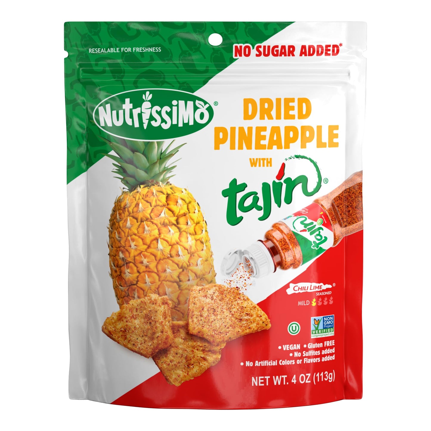 Nutrissimo Dried Pineapple with Tajin, Gluten-free Dried Fruit Snacks, 4oz (Pack of 1)