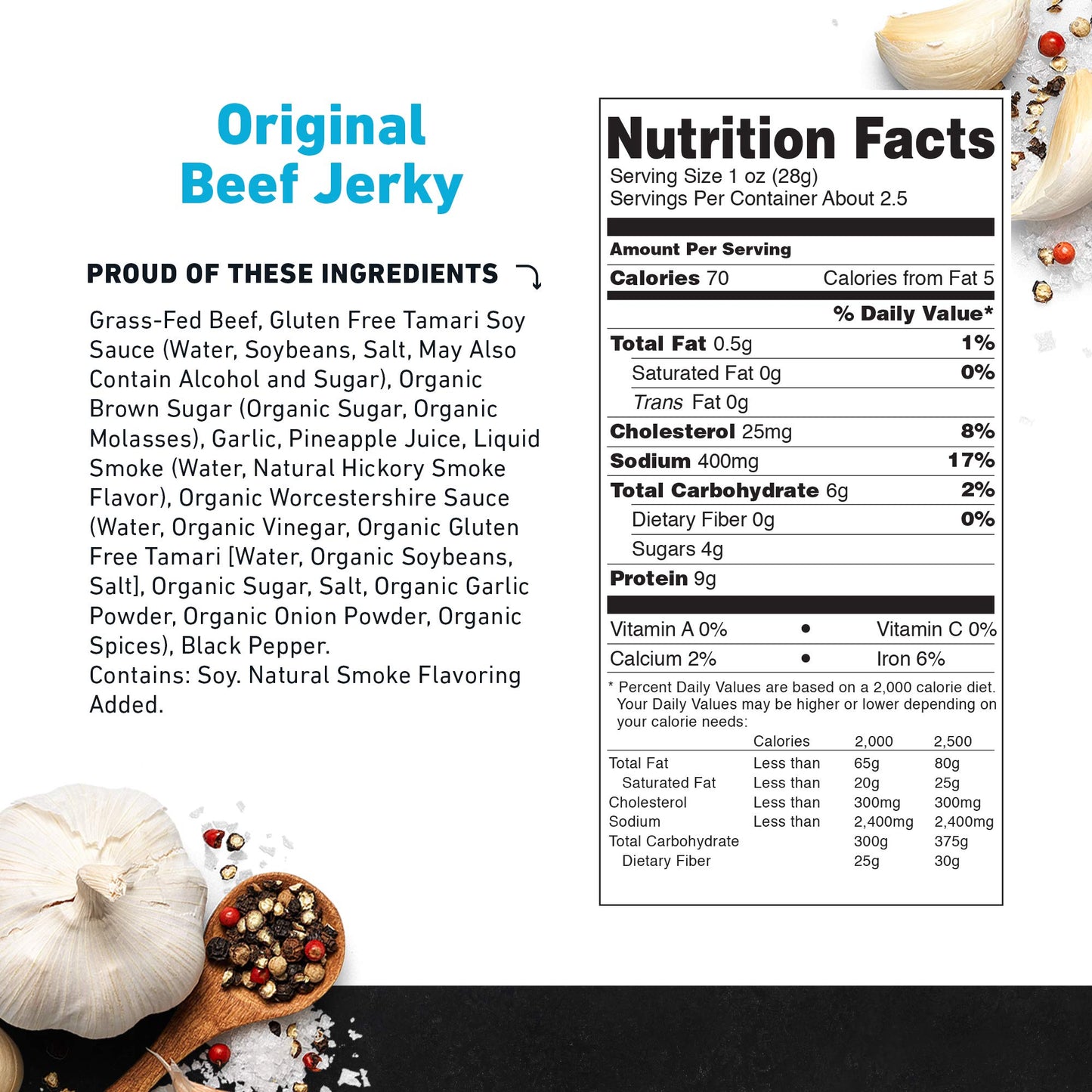Original Beef Jerky By Country Archer, 100% Grass-Fed, Gluten Free, Protein Snacks, 2.5 Ounces, 4 Pack