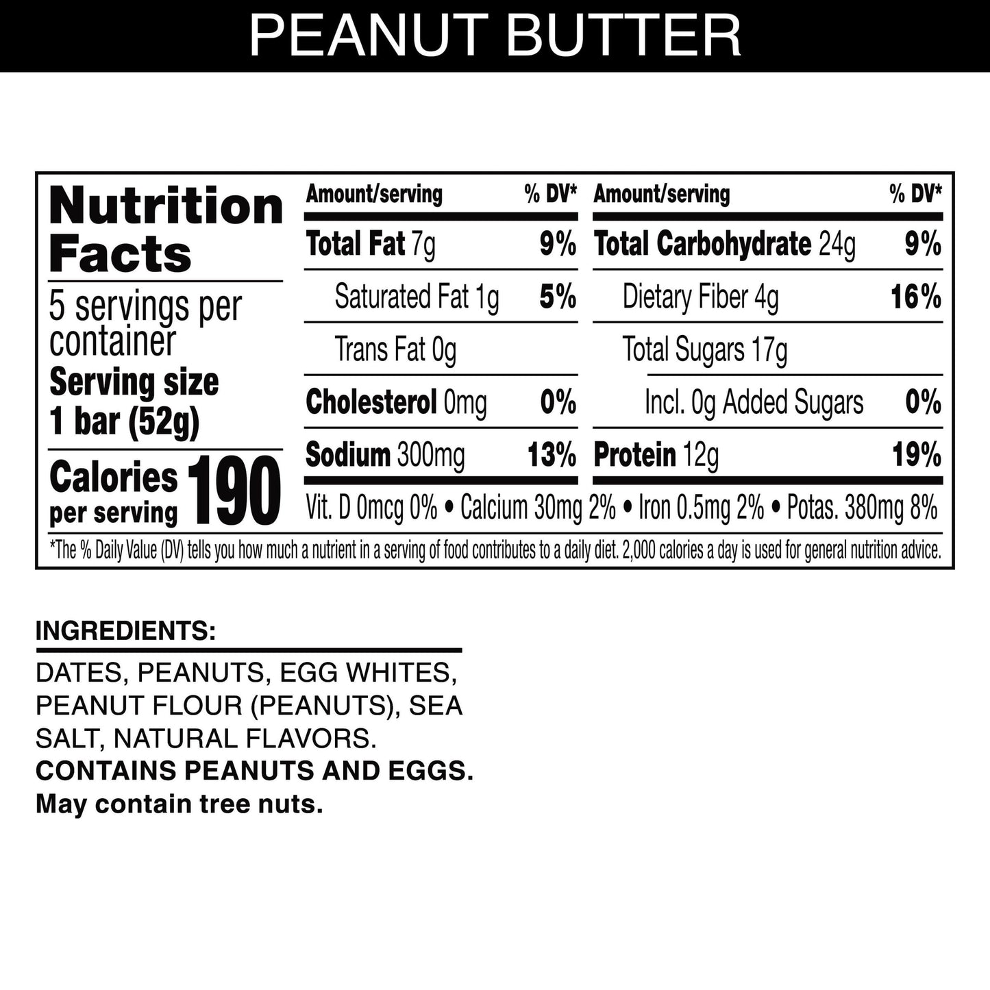 RXBAR Peanut Butter Protein Bar 5 Count, 1.8 OZ