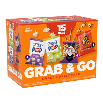 Sweet & Salty Multipack, SkinnyPop Original and Kettle Corn, Dot's Cinnamon Sugar Pretzels, Reese's Popcorn, On-the-Go Snacks, I