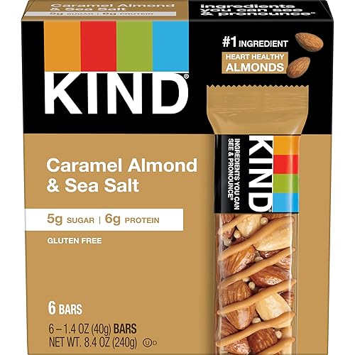 KIND Nut Bars, Caramel Almond & Sea Salt, Healthy Snacks, Gluten Free, Low Sugar, 6g Protein, 6 Count