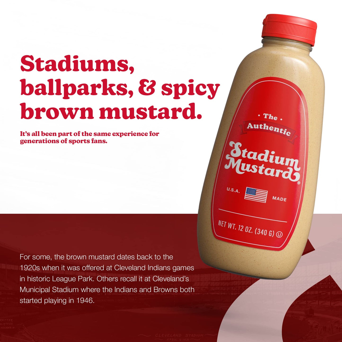 The Authentic Stadium Mustard - Classic Condiment for Hot Dogs & Hamburgers, Gluten Free, Sugar Free, Fat Free, 12oz (Pack of 3)