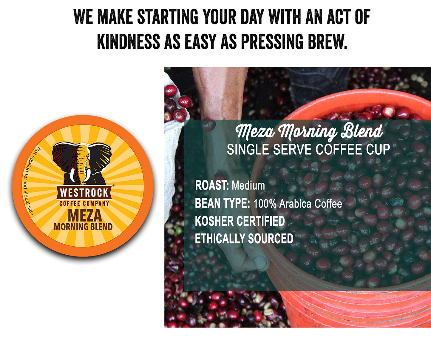 Westrock Coffee Company, Meza Morning Blend, Single Serve Coffee Cup, Medium Roast, 80 Count