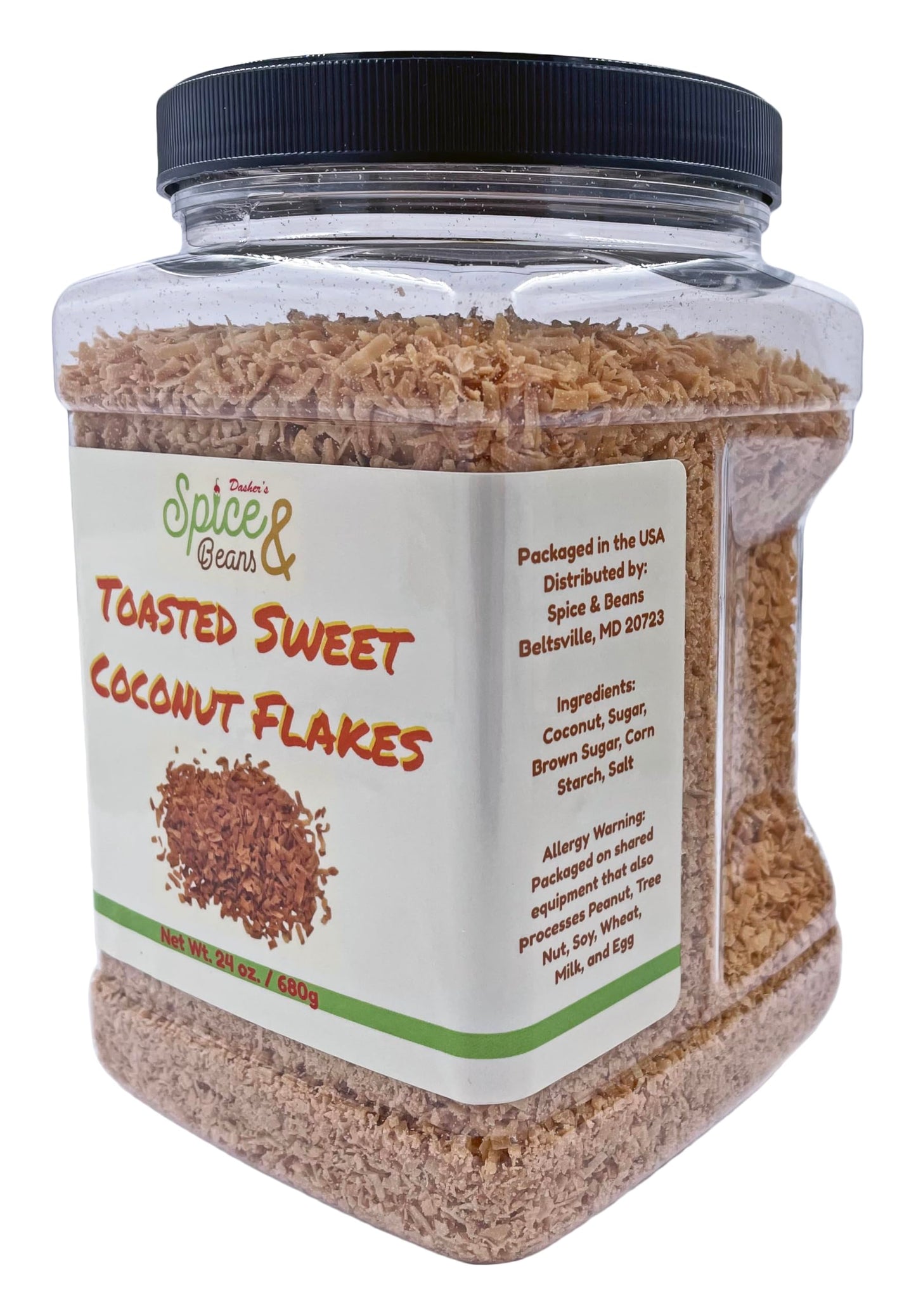 Toasted Sweet Coconut Flakes | by Dashers Spice & Beans | 1.5 lb Container