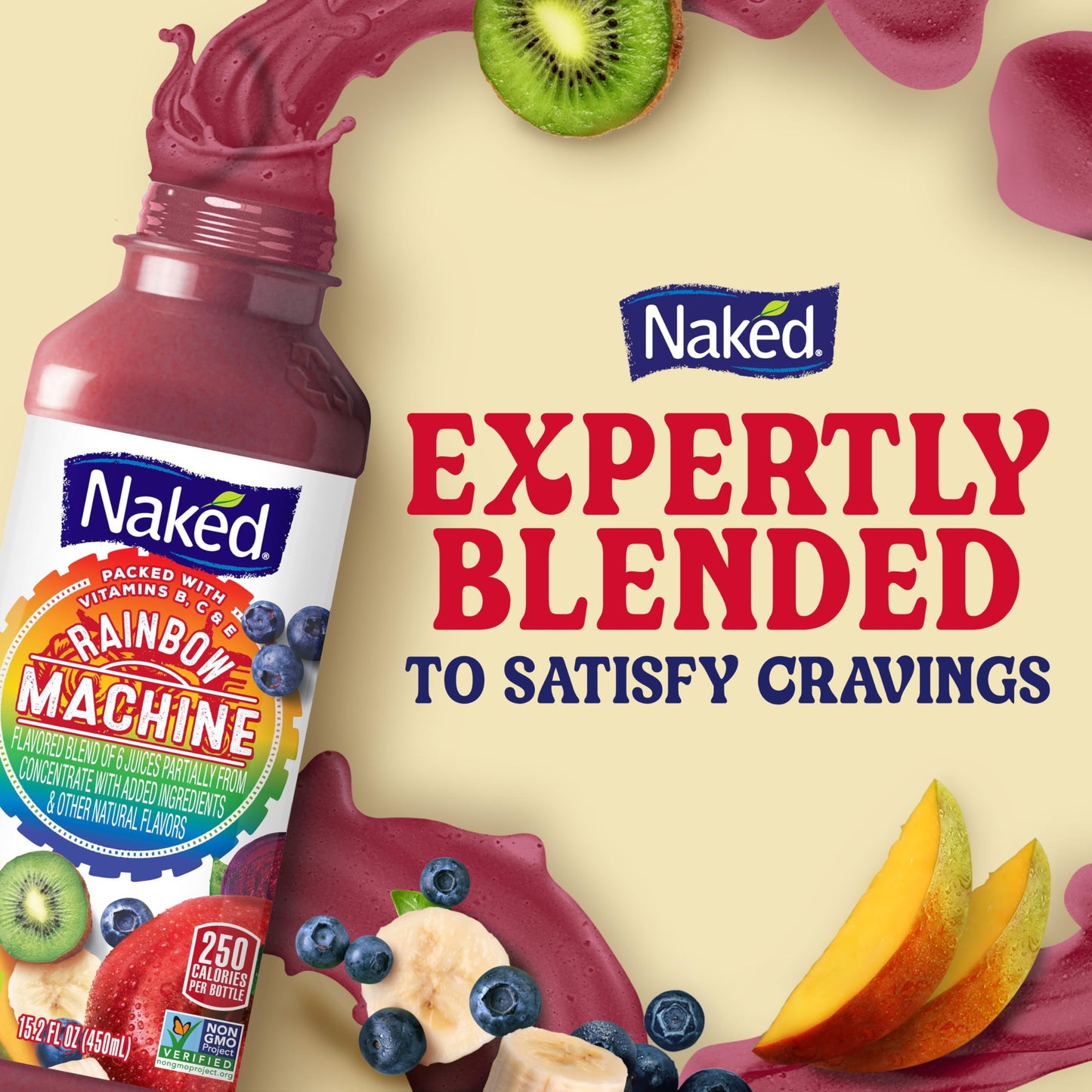 Naked Juice Rainbow Machine Flavored 100% Juice Smoothie Blend, 15.2 Fl Oz