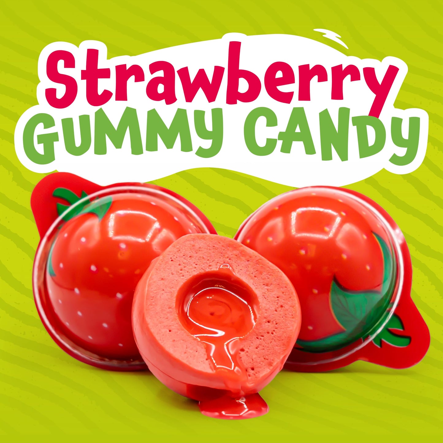 Strawberry Gummy Balls - 19 Ounce Jar (30 Count) - Jelly Filled Gummies - Individually Wrapped Gummy Candy - Kids Party Favors -