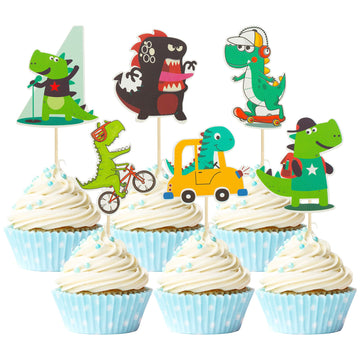 Gyufise 36 Pack Dinosaur Cupcake Toppers Cute Baby Shower Dinosaur Cake Toppers Baby Dinosaur Cupcake Picks For Dinosaur Kids Bi