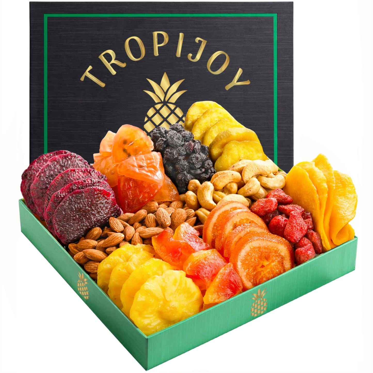 TropiJoy Dried Fruit Basket Gift - 20oz Soft Dry Fruits, 11 Tropical Flavors, Perfect for Thanksgiving and Christmas Gifts