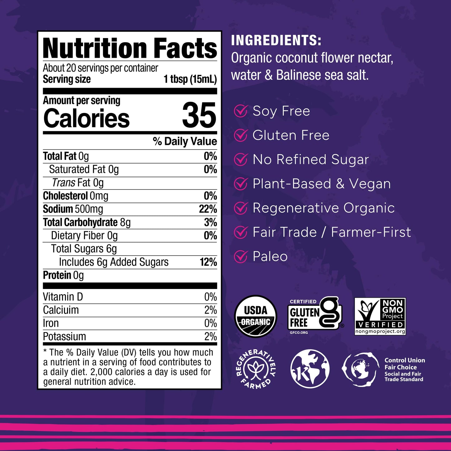 Big Tree Farms Organic Coco Aminos - Soy-Free, Low Sodium Coconut Sauce, 32 Fl Oz