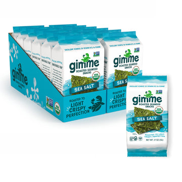 Gimme Organic Roasted Seaweed Sheets - Sea Salt - 12 Count - Keto, Vegan, Gluten Free - Great Source Of Iodine And Omega 3S - He