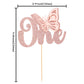 Gyufise 1Pcs Butterfly One Cake Topper Rose Gold Glitter Baby Shower Butterfly 1St Birthday Cake Pick Decorations For Butterfly