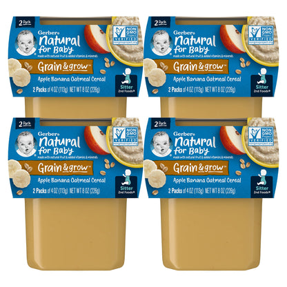 Gerber Baby Food, 2nd Foods, Apple Banana with Oatmeal, 8 OZ. (Pack of 4)