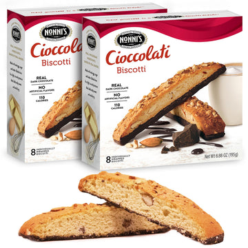 Nonnis Biscotti Cioccolati 6.88 Oz. Box Of 8 Individually Wrapped Biscotti (2 Pack)