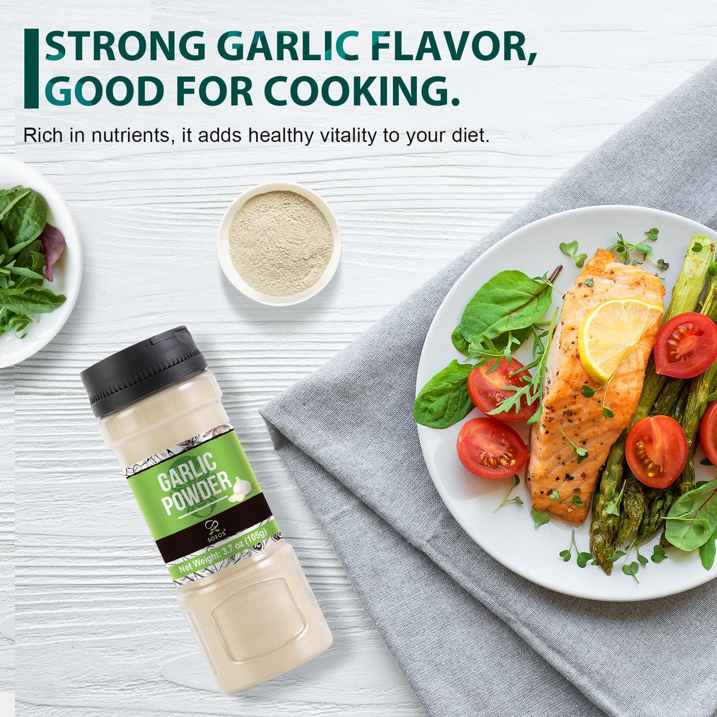 Soeos Garlic Powder, 105G (3.7Oz), Garlic Powder Seasoning, Additive Free, Non-Gmo, Garlic Seasoning For Flavor Vegetables, Gril