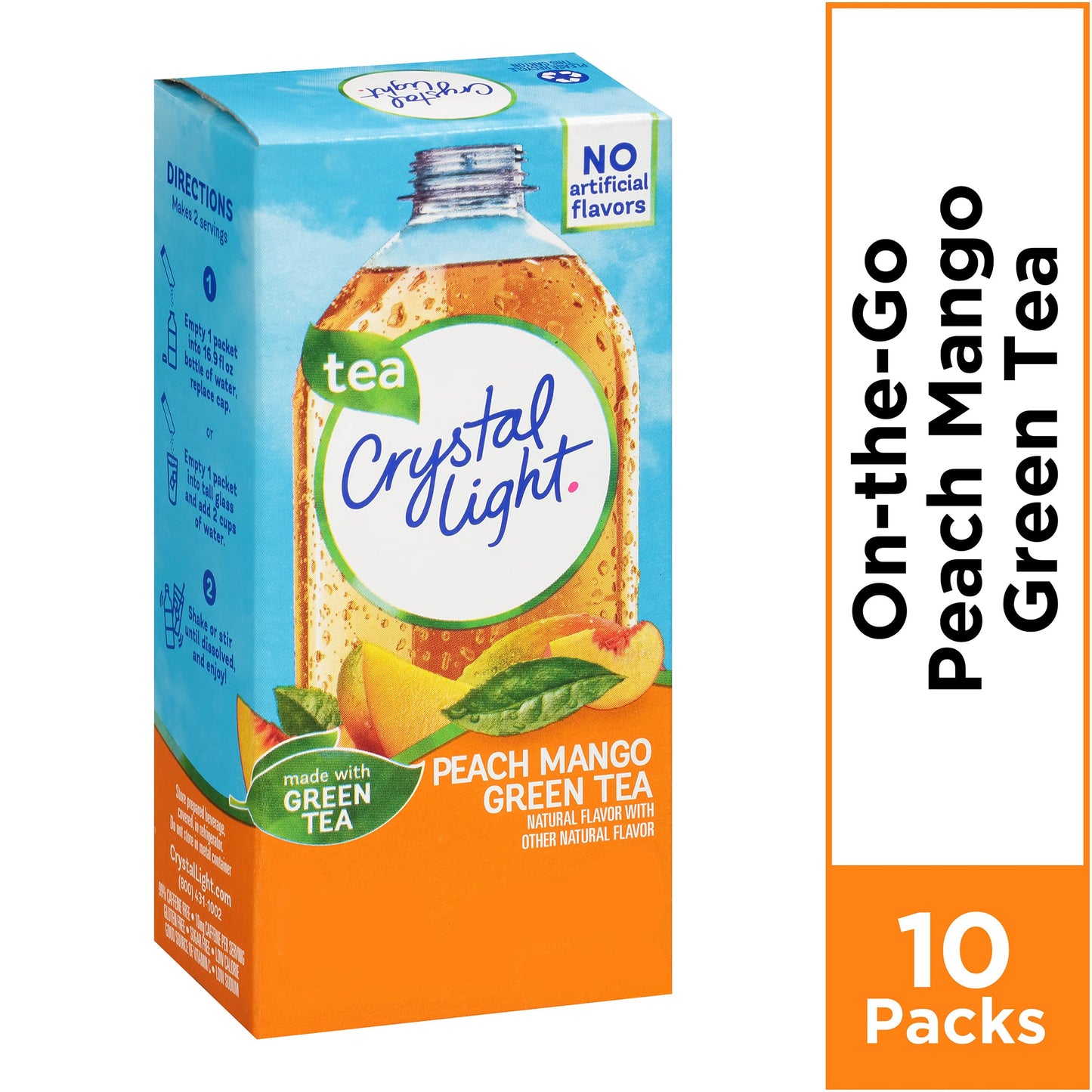 Crystal Light On The Go Peach Mango Green Tea Drink Mix, 10-Packet Box (Pack of 12)