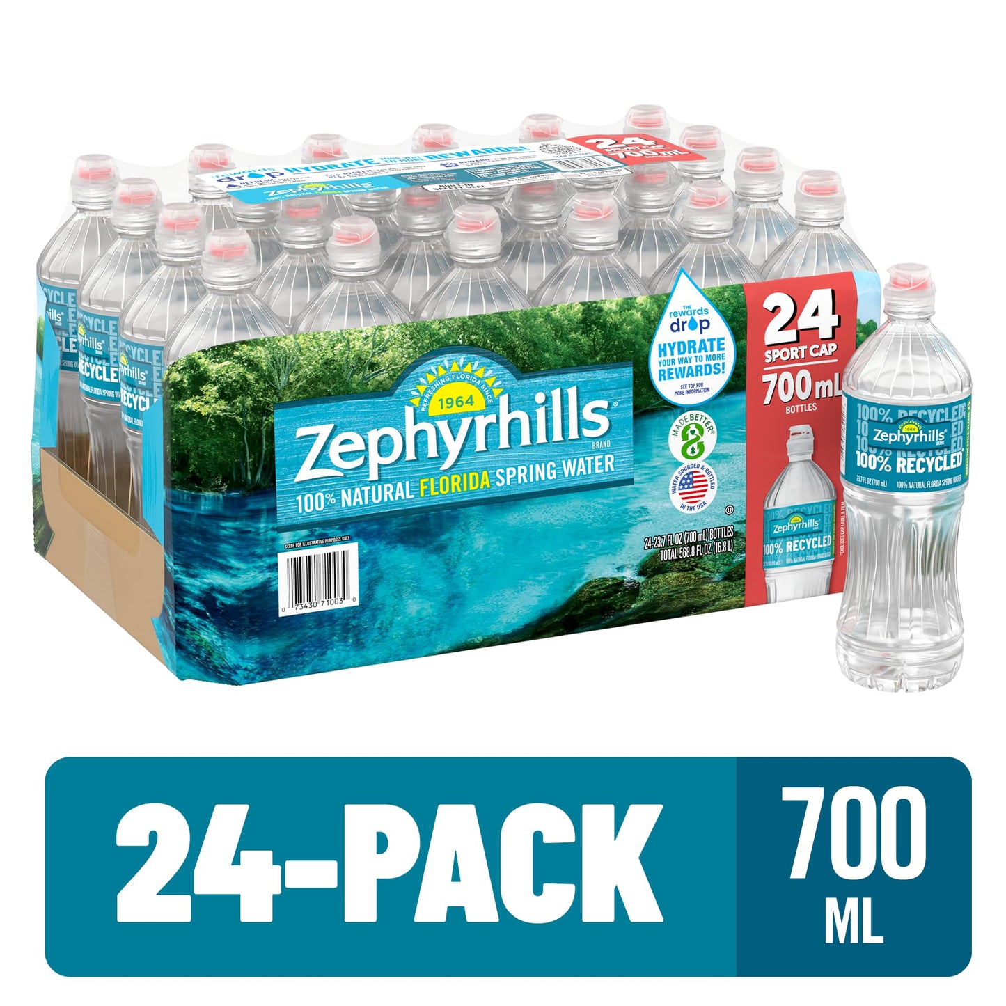 Zephyrhills Spring Water Case Bundles (23.7 Oz. Case Of 24 (Sport Top) - 3 Cases)