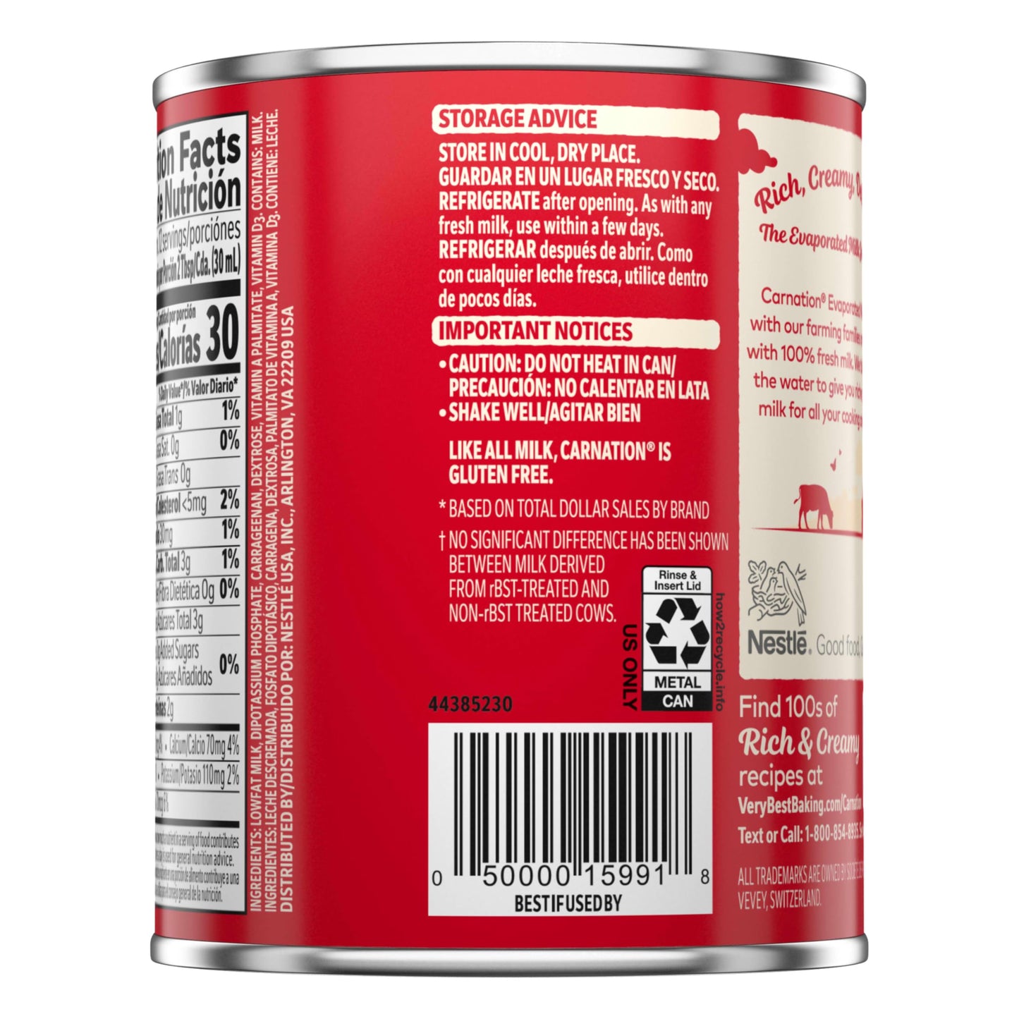 Nestle Carnation Lowfat 2% Evaporated Milk, Vitamins A and D Added