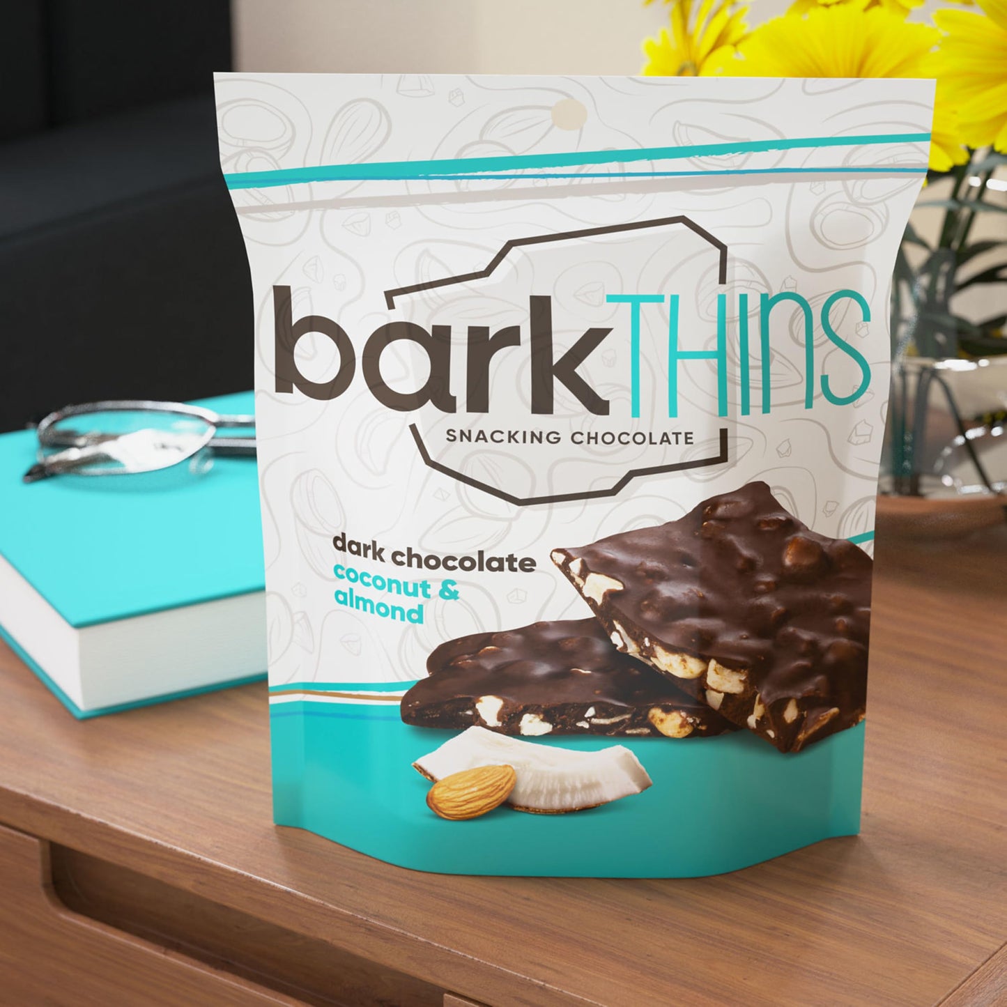 Barkthins Dark Chocolate Coconut And Almond Snacking Chocolate, Fair Trade, Non Gmo, 47 Oz Bag