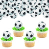 48 PCS Edible Soccer Ball Cupcake Toppers Wafer Paper Soccer Cupcake Picks Edible Football Cupcake Decorations for Sports Soccer