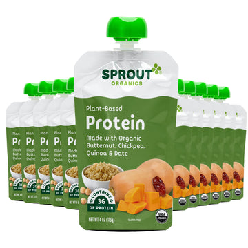 Sprout Organic Baby Food Pouches Stage 3 Plant Powered Protein, Butternut Chickpea Quinoa And Dates, 4 Ounce Pouches (Pack Of 12