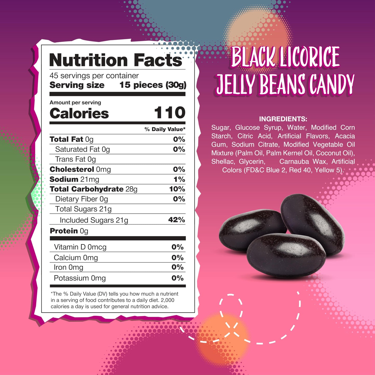 Old-Fashioned Black Licorice Jelly Beans Candy Gluten-Free Vegan 3 Pound Bag