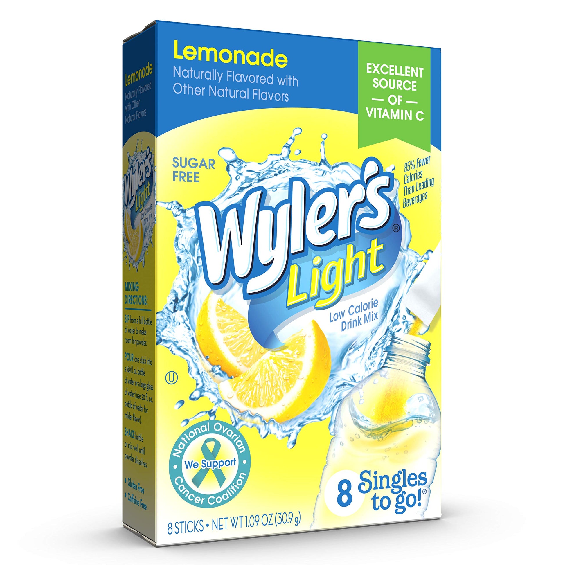 Wylers Light Singles Water Drink Mix To Go Powder Packets, Lemonade, 8 Count