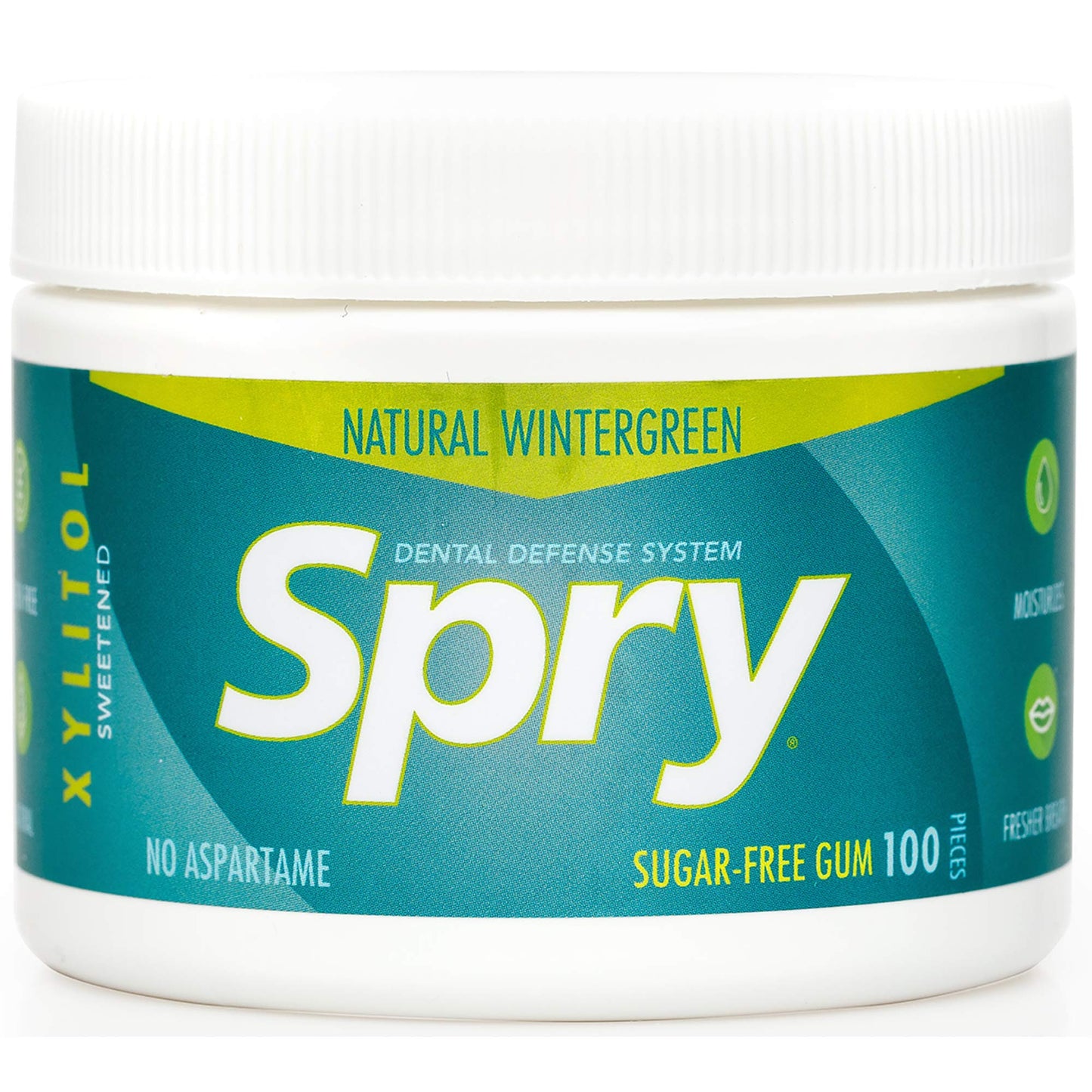 Spry Xylitol Chewing Gum - Aspartame-Free, Sugar-Free, Wintergreen Flavor, 100 Count