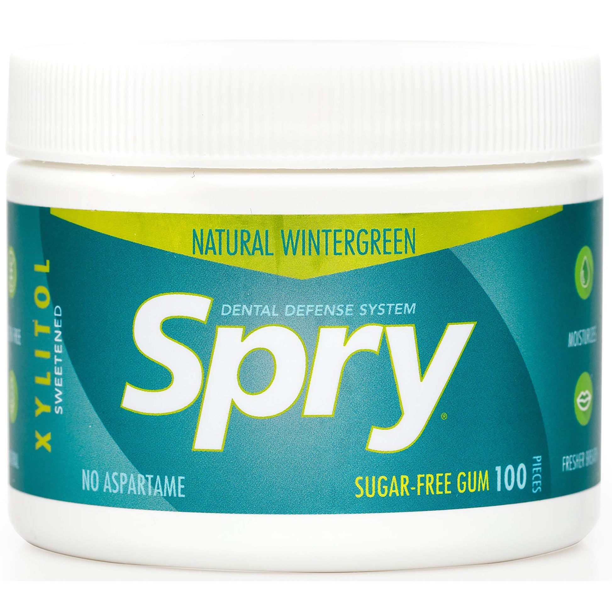 Spry Xylitol Chewing Gum - Aspartame-Free, Sugar-Free, Wintergreen Flavor, 100 Count
